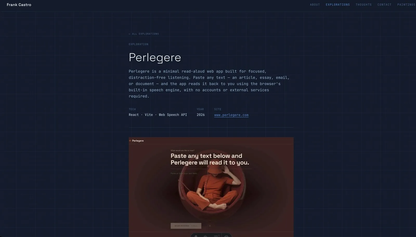 A project detail page reached through real navigation